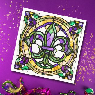 Servilleta De Papel Acuarela estética Mardi Gras Fleur De Lis