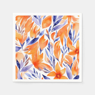 Servilleta De Papel acuarela estética naranja patrón floral abstracto