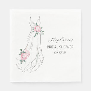 Servilleta De Papel Acuarela Eucalyptus Peonies Vestido Ducha de Novia