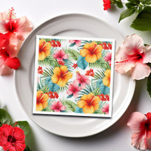 Acuarela exótica floral hawaiana