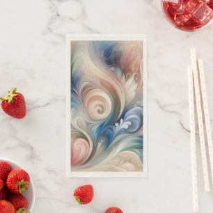 Servilleta De Papel Acuarela Fantasía Pastel Floral Azul & Crema