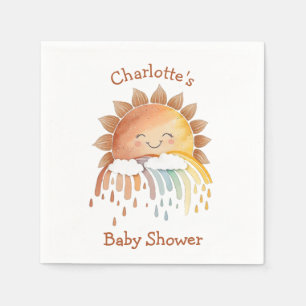 Servilleta De Papel Acuarela Feliz Baby Shower Amarillo Sunshine