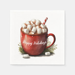 Servilleta De Papel Acuarela Feliz Navidad Chocolate caliente