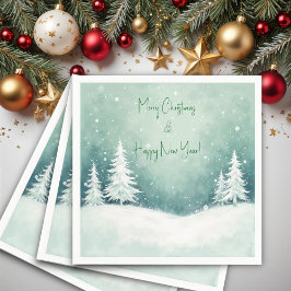 Servilleta De Papel Acuarela Feliz Navidad y Feliz Año Nuevo