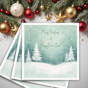 Servilleta De Papel Acuarela Feliz Navidad y Feliz Año Nuevo