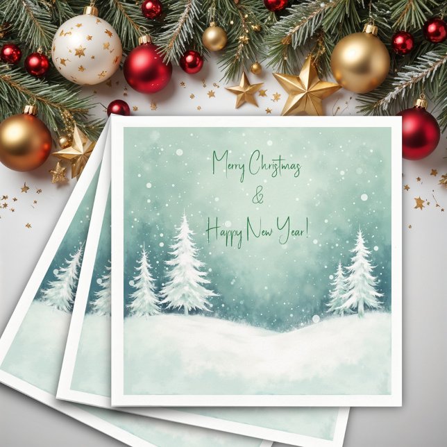 Servilleta De Papel Acuarela Feliz Navidad y Feliz Año Nuevo (Subido por el creador)
