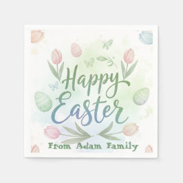 Servilleta De Papel Acuarela Feliz Pascua con Letra a Mano