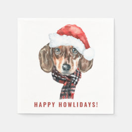 Servilleta De Papel Acuarela festiva Dachshund Santa Navidades