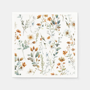 Servilleta De Papel Acuarela flor silvestre estilo Boho