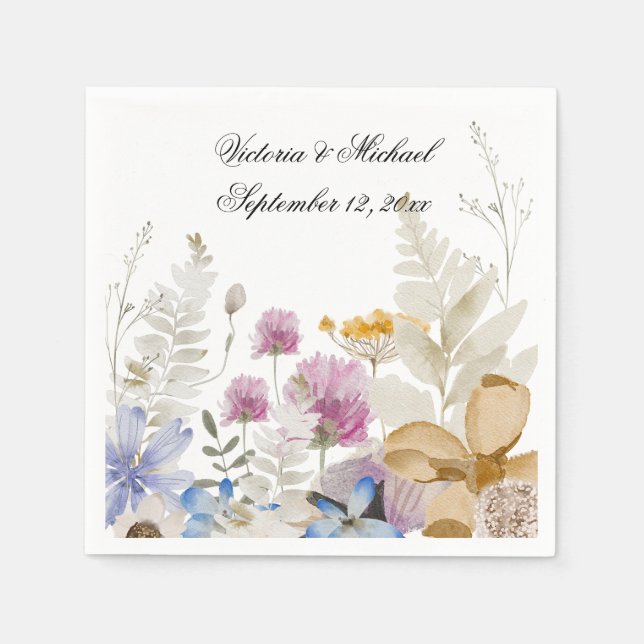 Servilleta De Papel Acuarela Flor silvestre Napkins (Anverso)