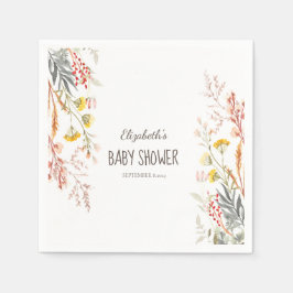 Servilleta De Papel Acuarela Flor silvestre pradera seca