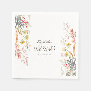 Servilleta De Papel Acuarela Flor silvestre pradera seca