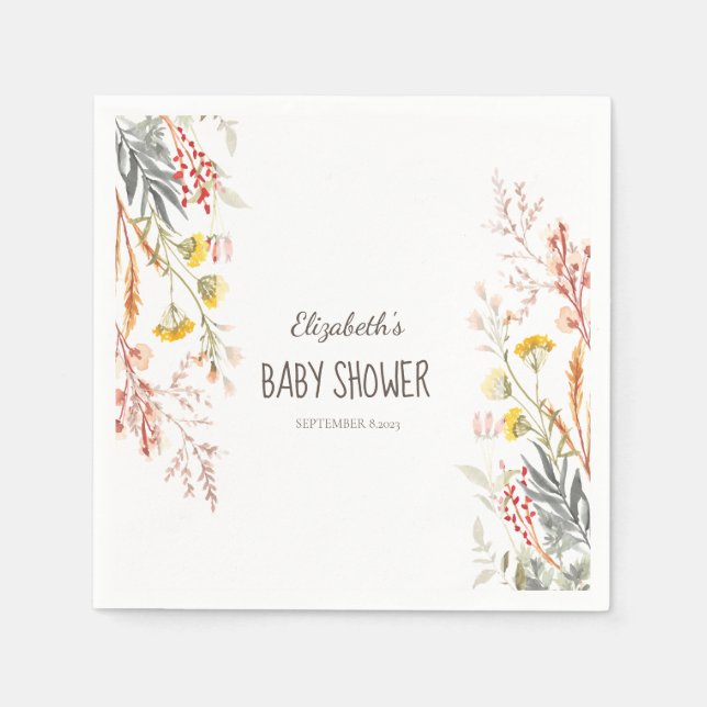 Servilleta De Papel Acuarela Flor silvestre pradera seca (Anverso)