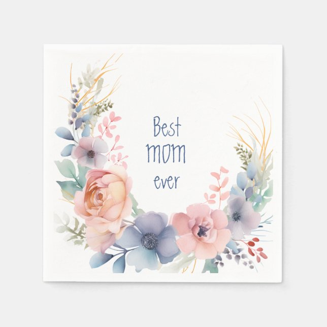 Servilleta De Papel Acuarela floral botánico romántico (Anverso)