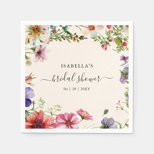 Servilleta De Papel Acuarela Floral Bridal Ducha Papel Napkin (Anverso)