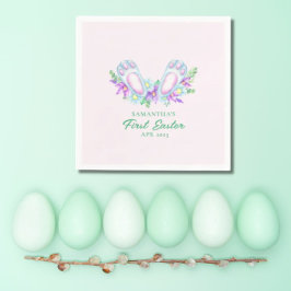 Servilleta De Papel Acuarela Floral Bunny Pies Papel de Pascua