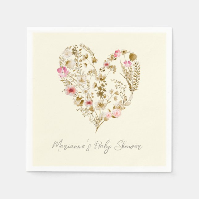 Servilleta De Papel Acuarela Floral Cebolla En Bloom Baby Shower (Anverso)
