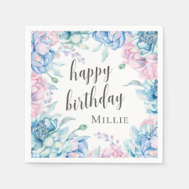 Servilleta De Papel Acuarela Floral Elegante granja Feliz Cumpleaños