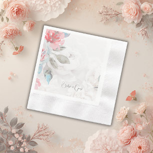 Servilleta De Papel acuarela floral floral rosa peony boda n