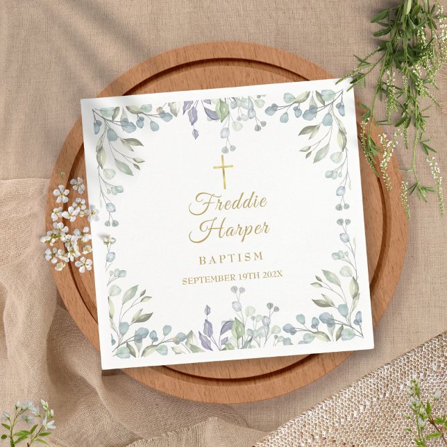 Servilleta De Papel Acuarela Floral Lila Bautizo (Subido por el creador)