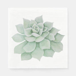 Servilleta De Papel Acuarela Floral Mint Cactus Suculento Verde