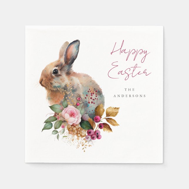 Servilleta De Papel Acuarela Floral Pascua (Anverso)