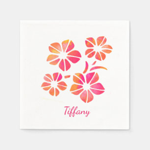 Servilleta De Papel Acuarela floral rosa amarillo personalizado satura