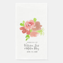 Acuarela Floral Rosa Beige Rubor Hoja Boda