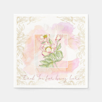 Servilleta De Papel Acuarela Floral Rosa Boho