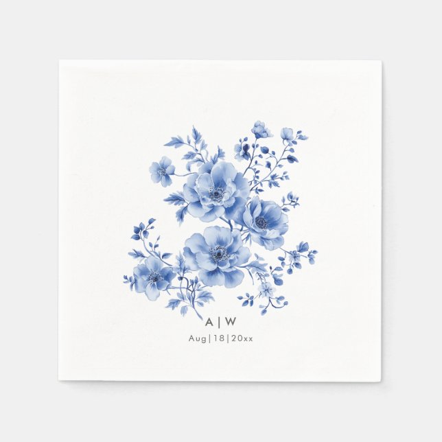 Servilleta De Papel Acuarela floreada de chinoiserie (Anverso)