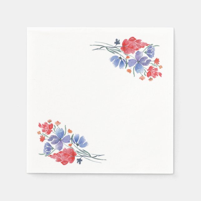 Servilleta De Papel Acuarela, flores. (Anverso)