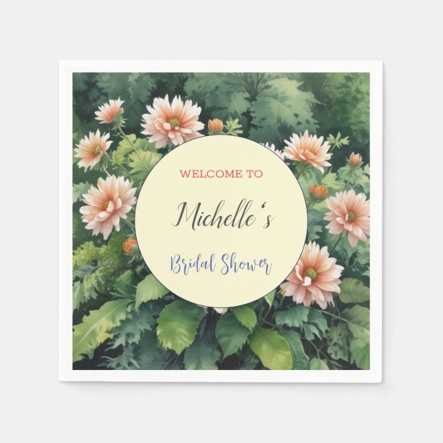 Servilleta De Papel Acuarela Flores Bello Brindis Nupcial  (Anverso)