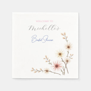 Servilleta De Papel Acuarela Flores Bridal Shower Lindo 