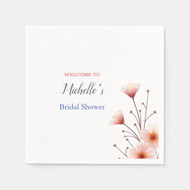 Servilleta De Papel Acuarela Flores Dulce Despedida de Soltera  (Anverso)
