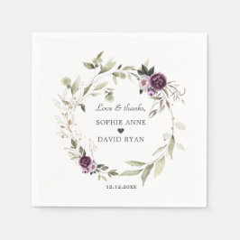 Servilleta De Papel Acuarela Flores rosadas púrpuras deja Boda