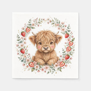 Servilleta De Papel Acuarela Fresa Vaca Highland Granja