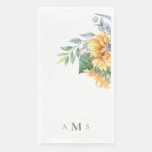 Servilleta De Papel Acuarela  Girasoles Monograma II