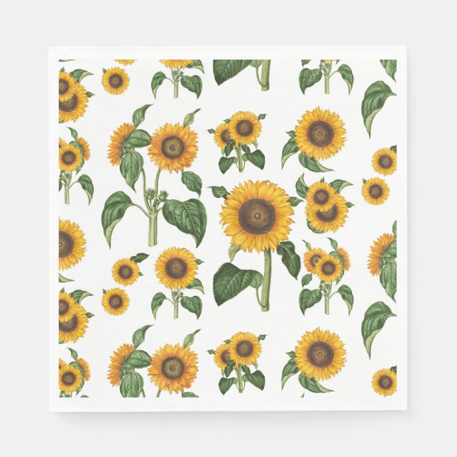 Servilleta De Papel Acuarela girasoles vegetación vegetal (Anverso)