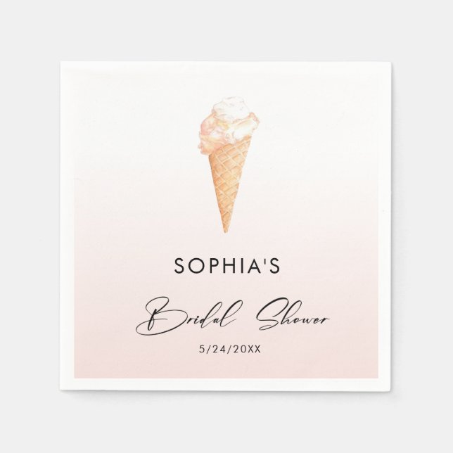Servilleta De Papel Acuarela Helado rosa Crema de novia Toallas de duc (Anverso)