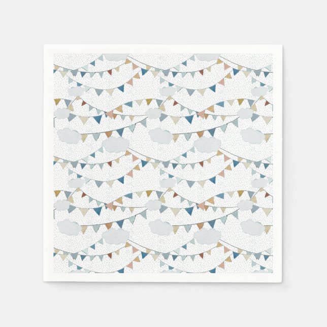 Servilleta De Papel Acuarela Hot Air Balloon Mix // Cumpleaños de los  (Anverso)