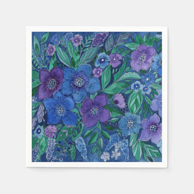 Servilleta De Papel Acuarela, jardín de flores (Anverso)