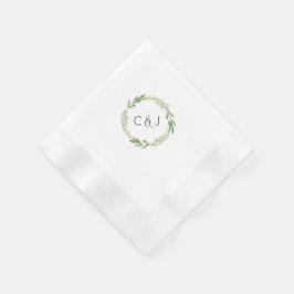 Servilleta De Papel Acuarela Laurel Wreath Cocktail Napkins