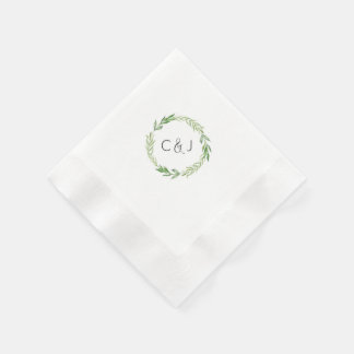 Servilleta De Papel Acuarela Laurel Wreath Cocktail Napkins