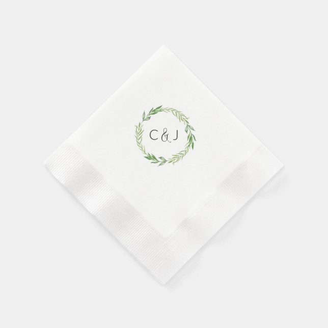 Servilleta De Papel Acuarela Laurel Wreath Cocktail Napkins (Borde)