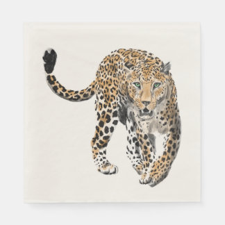 Servilleta De Papel acuarela leopardo gato de la selva animal pintado 