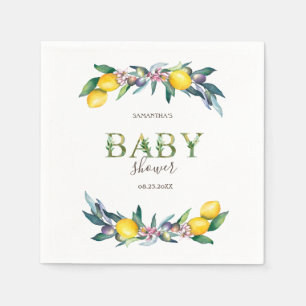 Servilleta De Papel Acuarela Limones Aceitunas Baby Shower