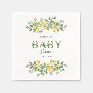 Servilleta De Papel Acuarela Limones Flores Botánicas Baby Shower