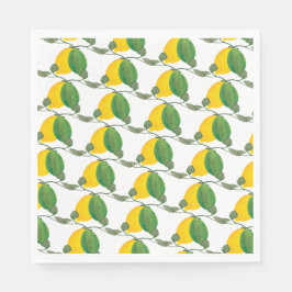 Servilleta De Papel Acuarela Limones Limas Patrón Pintado a Mano 