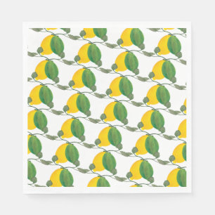 Servilleta De Papel Acuarela Limones Limas Patrón Pintado a Mano 