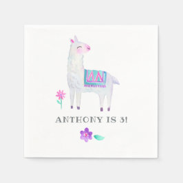 Servilleta De Papel Acuarela Llama Kids Birthday Fiesta